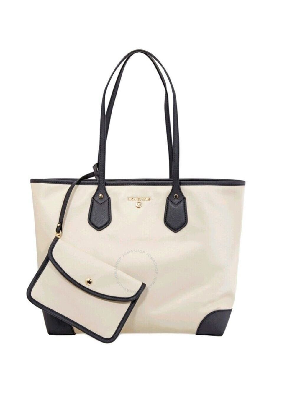 Michael Kors Large Eva Tote Bag Nylon Light Sand Black - Picture 2 of 6